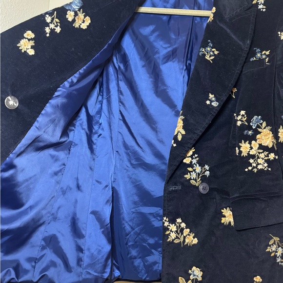 DRIFTWOOD velvet embroidered blazer in navy - Picture 7 of 9
